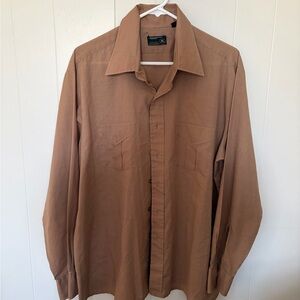 Vintage JCPenney Men's Brown Casual Button-Down Shirt